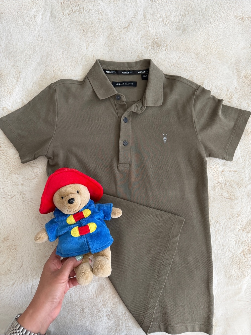 All Saints Kids Olive Green Polo with Embroidered Logo